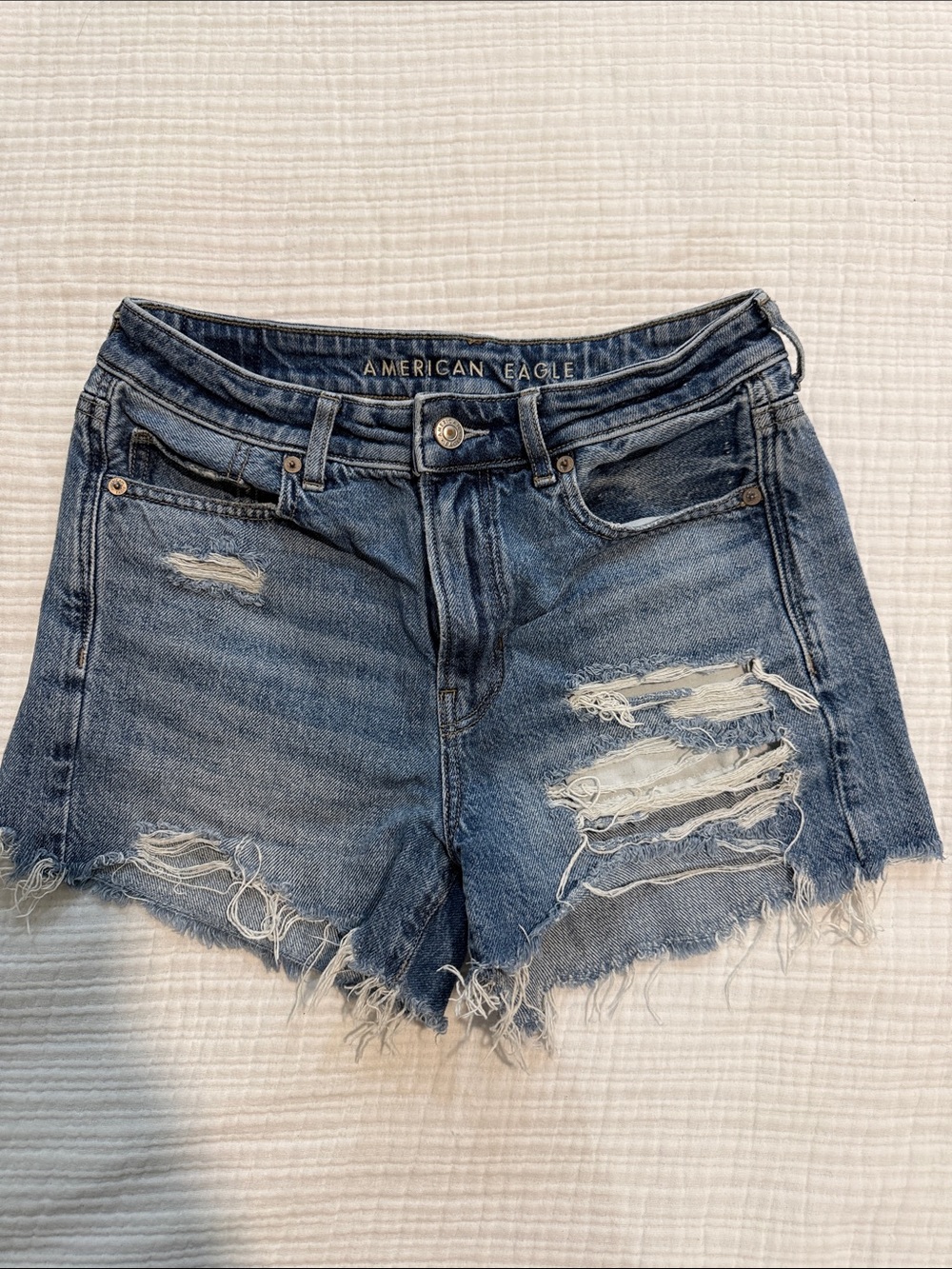 American Eagle Outfitters Ripped Dark Blue Denim Shorts